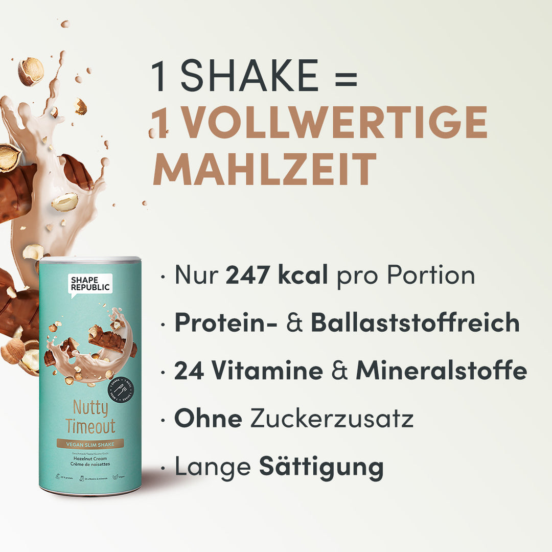 Vegan Slim Shake 420g | Haselnusscreme Abnehm Shake | Shape Republic