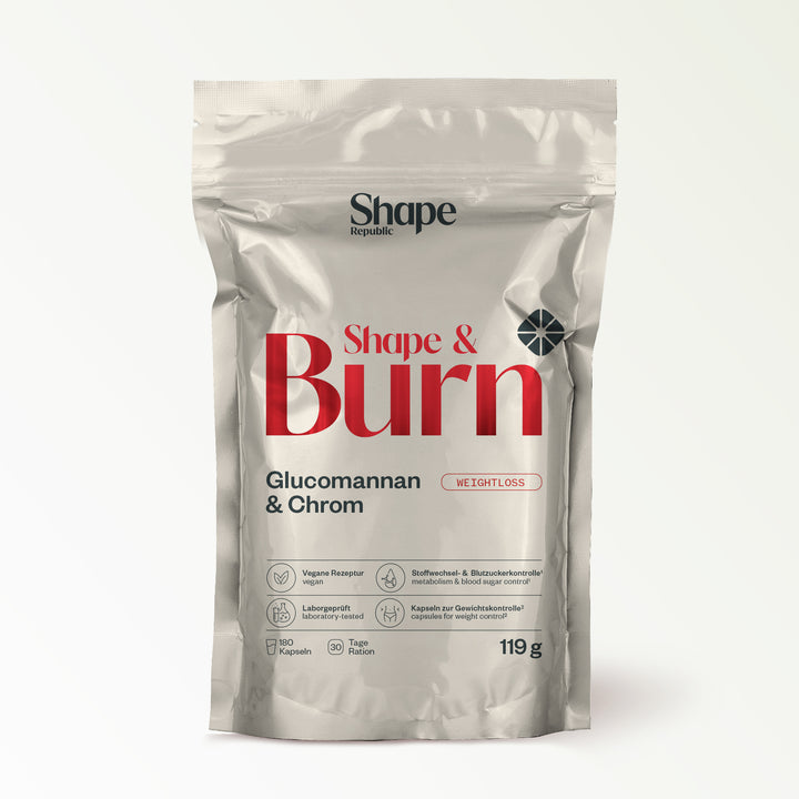 Shape & Burn | Sättigungskapseln mit Glucomannan & Chrom | Shape Republic